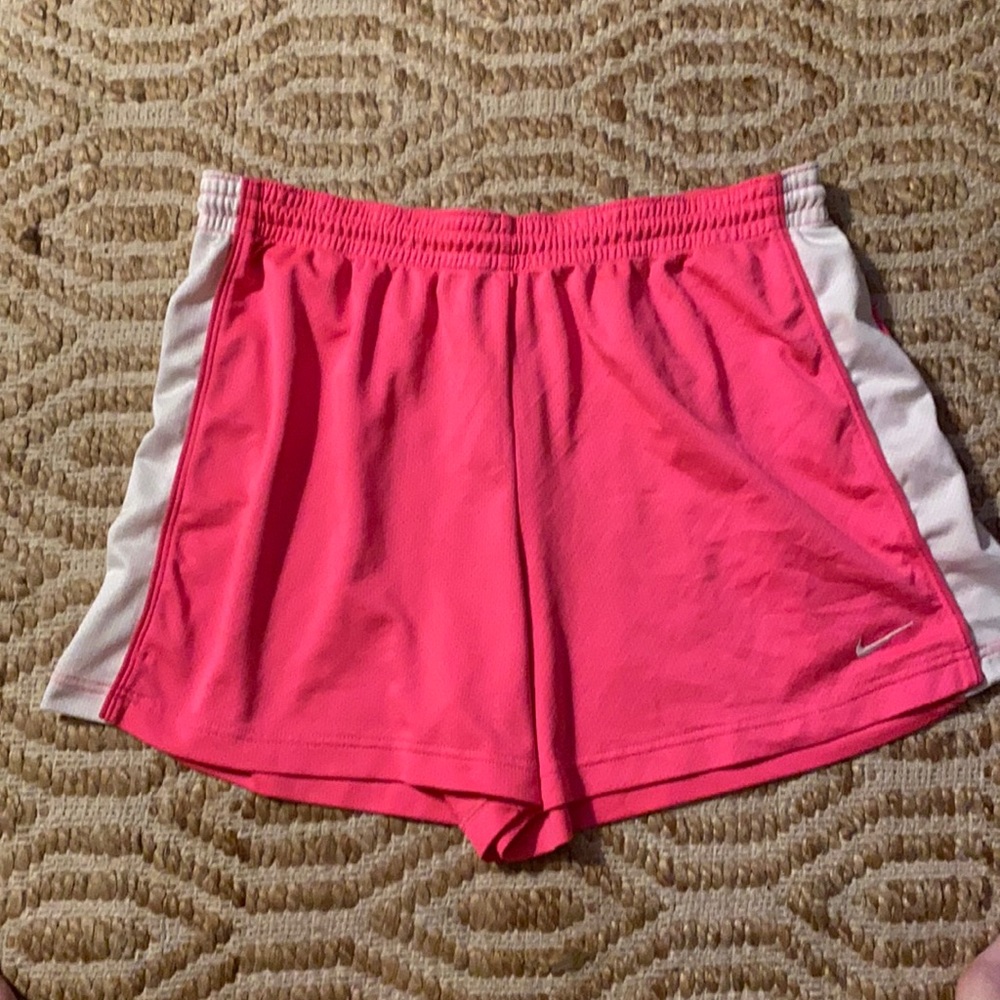 Nike pink and white shorts